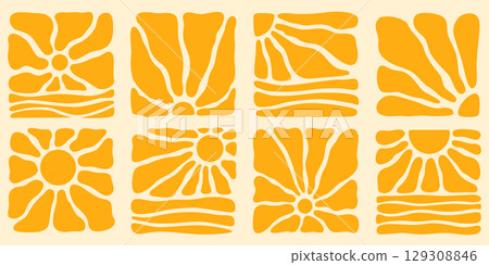 Boho groovy sun patterns Boho groovy sun patterns 129308846