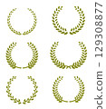 Simple golden laurel wreath set 129308877