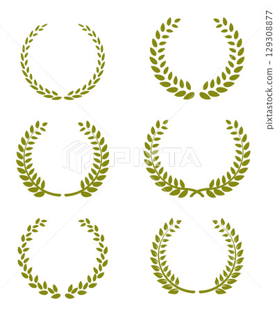 Simple golden laurel wreath set 129308877