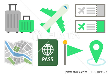 Travel icon illustration set green 129309324