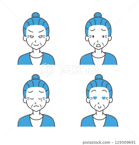 Grandma 4 facial expressions v2 Grandma 4 facial expressions v2 129309691