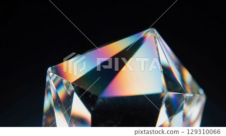 Stunning Crystal Prism Reflecting Vibrant Rainbow Colors 129310066