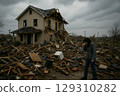 A house collapsed in heavy rain 129310282