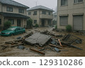 A house destroyed by a natural disaster 129310286