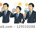 Hydrating office worker 129310288