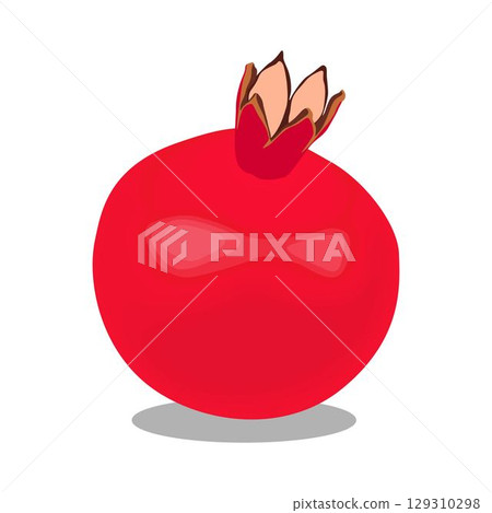 Vector illustration of whole and sliced pomegranate fruit in cartoon flat style. Punica granatum ripe fruit healthy food, agricultural product, isolated in white background. Red Garnet tropical fruit. Vector illustration of whole and sliced pomegranate fruit in cartoon flat style. Punica granatum ripe fruit healthy food, agricultural product, isolated in white background. Red Garnet tropical fruit. 129310298