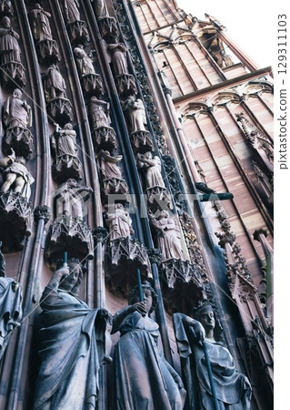 Ornament of the entrance to Strasbourg Cathedral in France Ornament of the entrance to Strasbourg Cathedral in France 129311103
