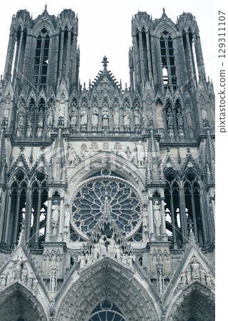 Reims Cathedral, upper facade detail 129311107