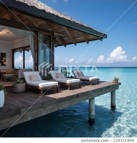 Stylish and luxurious water villas 129311409