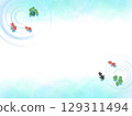 Watercolor background illustration of a cool summer image with goldfish swimming 129311494