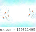 Watercolor background illustration of a cool summer image with goldfish swimming 129311495