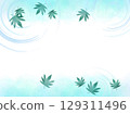 Watercolor background illustration of a cool summer image of green maple leaves 129311496