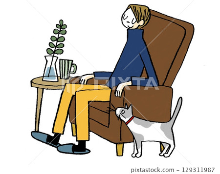 人們在沙發上休息 129311987