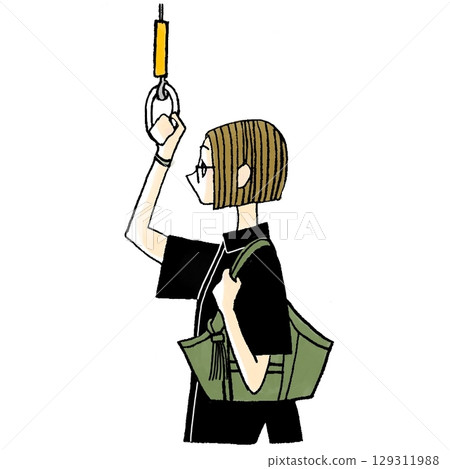 女人拿著一條帶子 女人拿著一條帶子 129311988