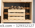 Wooden Box with Dried Seed Pods 129312127