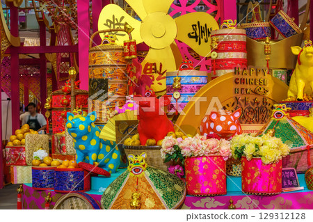 Vibrant Chinese New Year Display 129312128