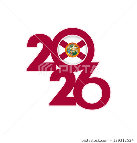 2026 banner with Florida flag inside. 129312524