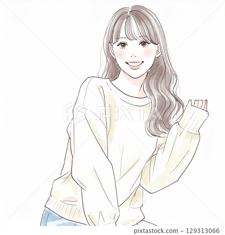 時尚女性插圖素材 129313066