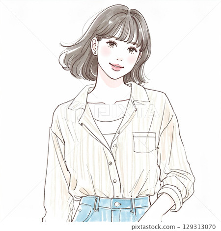 Stylish woman illustration material 129313070