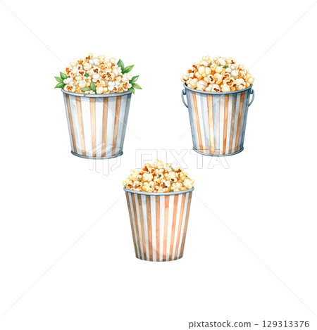 Popcorn box icon isolated on white background. Popcorn box icon isolated on white background. 129313376