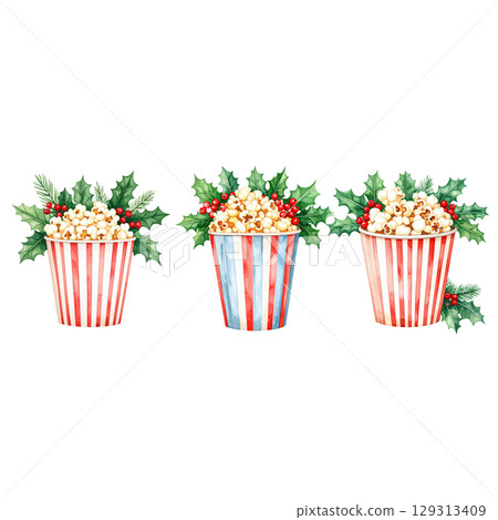 Isolated popcorn box on white background. 129313409