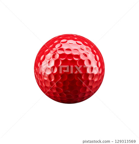 Red golf ball isolated on white background Red golf ball isolated on white background 129313569