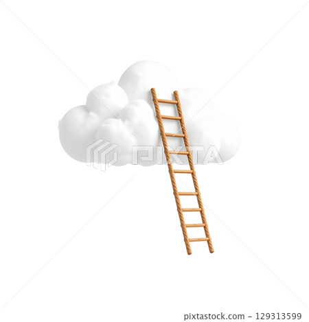 Illustration of fluffy blue sky clouds and seamless pattern of clouds 129313599