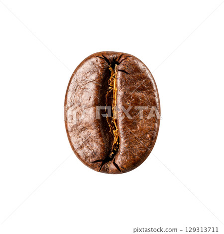 Roasted brown coffee beans isolated on white background Roasted brown coffee beans isolated on white background 129313711