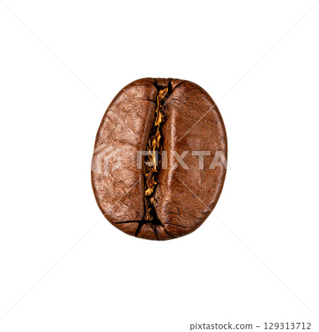 Roasted brown coffee beans isolated on white background Roasted brown coffee beans isolated on white background 129313712
