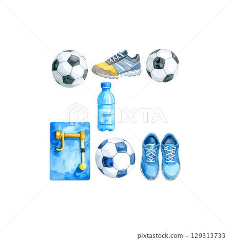 Separate leather soccer ball for sports on white background 129313733