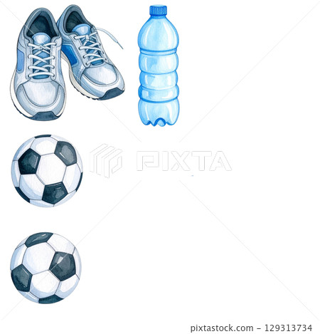 Separate leather soccer ball for sports on white background 129313734