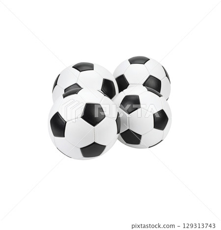 Separate leather soccer ball for sports on white background 129313743