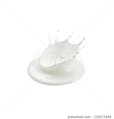 Splashing milk and white liquid on white background 129313846