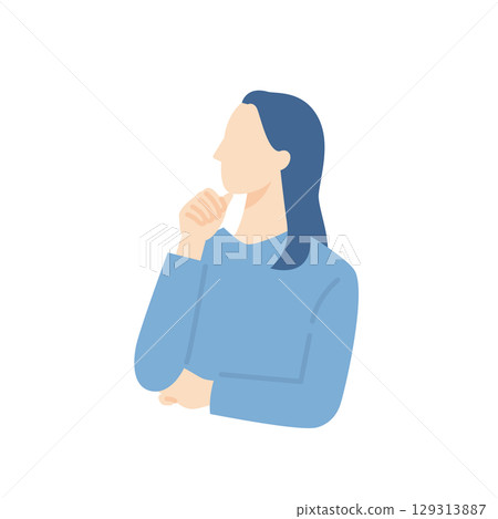 Thinking business person, woman in casual clothes 129313887