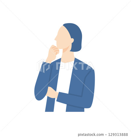 Thinking business person, woman in a suit 129313888