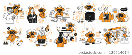 Business and Technology Illustrations with Robots 129314014