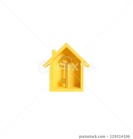 Set of house keys and keys on white background 129314106