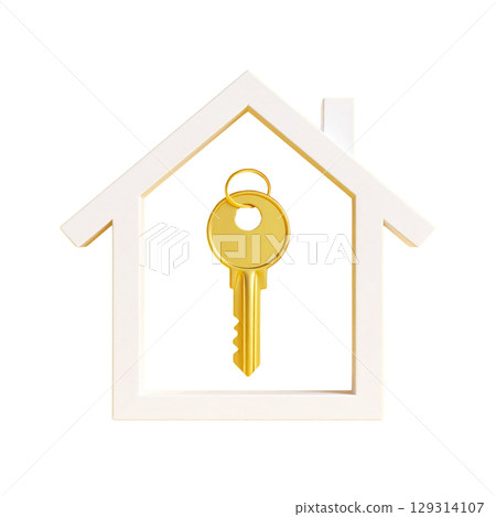 Set of house keys and keys on white background 129314107