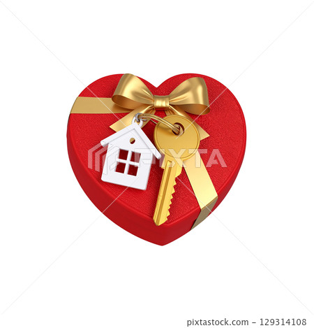 Set of house keys and keys on white background 129314108