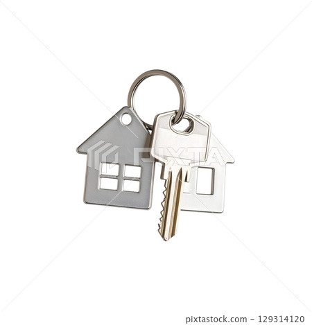Set of house keys and keys on white background 129314120