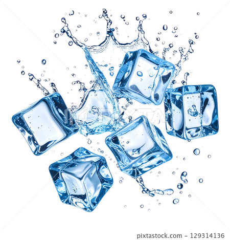 Clear ice cubes on a white background Clear ice cubes on a white background 129314136