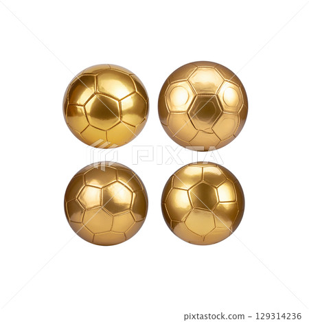Golden soccer ball for sports, games and team play on white background. Golden soccer ball for sports, games and team play on white background. 129314236