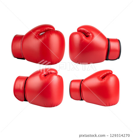 Red boxing gloves isolated on a white background 129314270