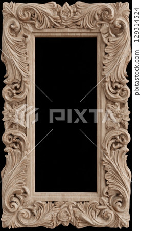 handcrafted Viking style wood frames with ornate carved patterns and blank centers 129314524