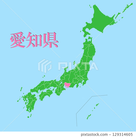 Japan map Aichi prefecture 129314605