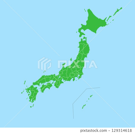 Map of Japan - All of Japan - Prefectural borders included Map of Japan - All of Japan - Prefectural borders included 129314618