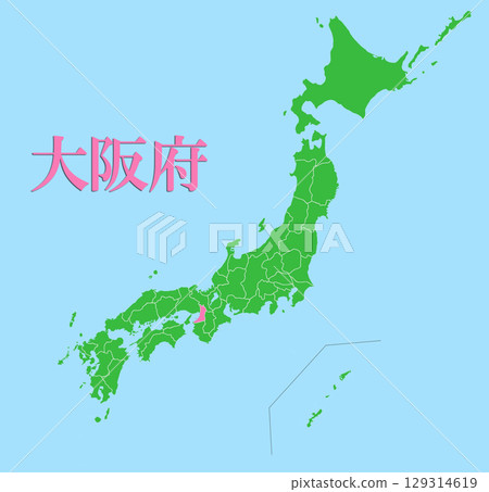 Map of Japan Osaka Prefecture 129314619