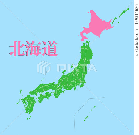 Map of Japan Hokkaido 129314626