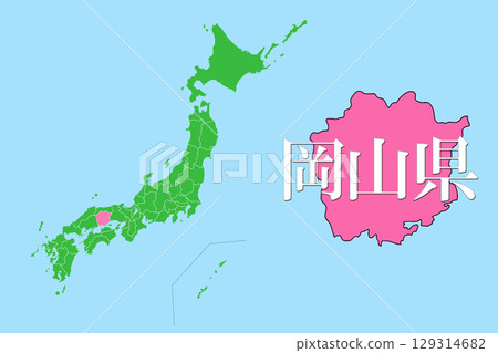 Map of Japan Okayama Prefecture 129314682