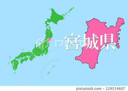 Map of Japan Miyagi Prefecture 129314687
